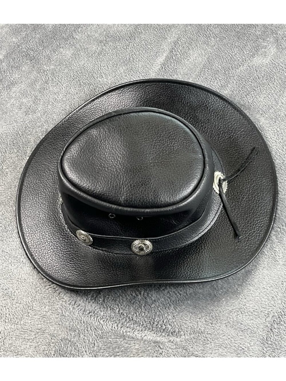 American Bison Leather Hat Men's Large Black Western Drifter Cowboy